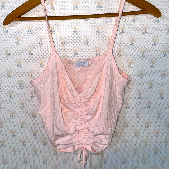 Abound Baby Pink Drawstring Crop Tank Top - Picture 1 of 5